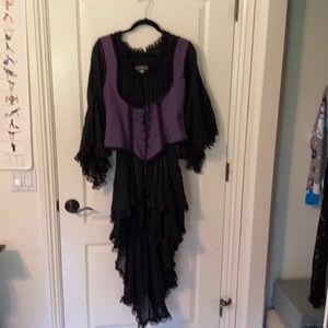 Beautiful goth pirate type dress with laces vest.